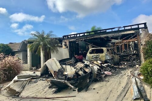 Burned remains of a house from a dryer vent fire in Orlando.